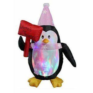 Vidamore 5 Ft Inflatable Penguin Brother Sign Flashing Lights Christmas Outdoor